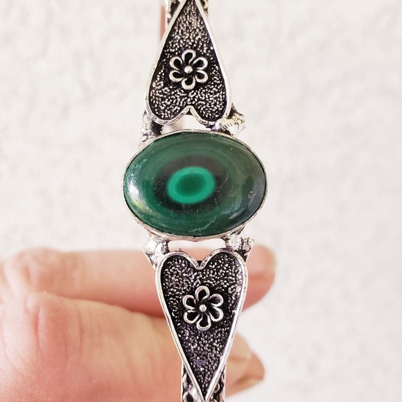 New Malachite 925 Silver Open Cuff Bracelet. - Picture 6 of 15